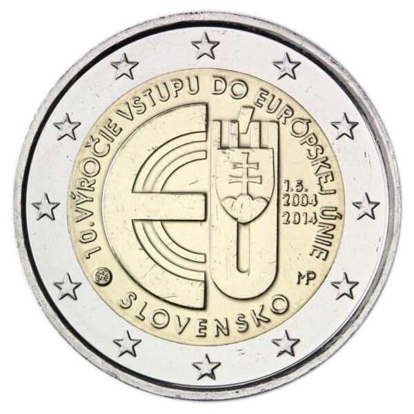 Slovakija 2014 2 euro proginė moneta - Įstojimo į ES 10-metis Slovakija 2014 2 euro proginė moneta - Įstojimo į ES 10-metis