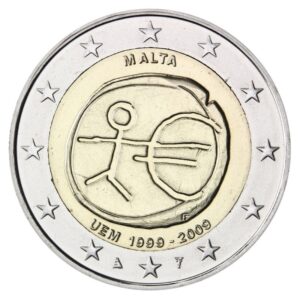 Malta 2009 2 euro proginė moneta - Ekonominės ir pinigų sąjungos 10-metis (EMU)