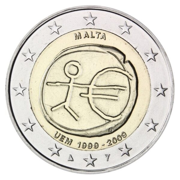 Malta 2009 2 euro proginė moneta - Ekonominės ir pinigų sąjungos 10-metis (EMU)