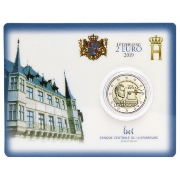 Liuksemburgas 2019 2 euro proginė moneta kortelėje - Visuotinė rinkimų teisė (BU)