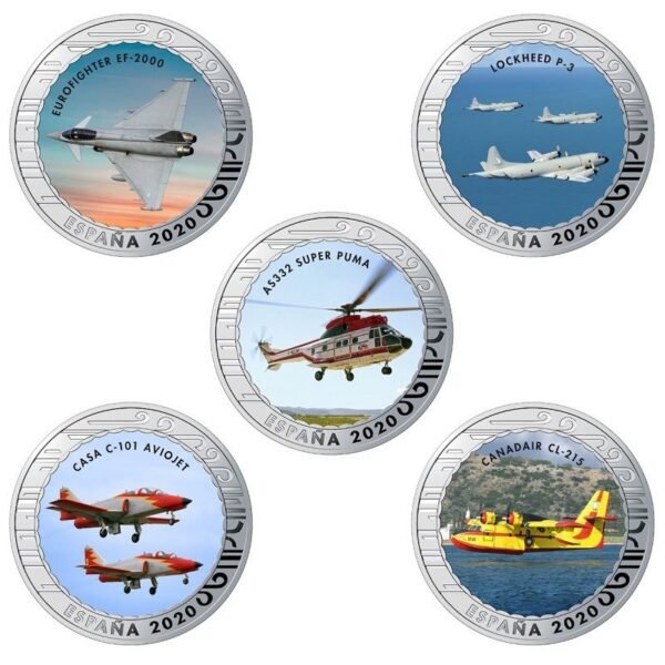Ispanija 2020 20x1,5 euro kolekcinių spalvotų monetų rinkinys - Aviacijos istorija