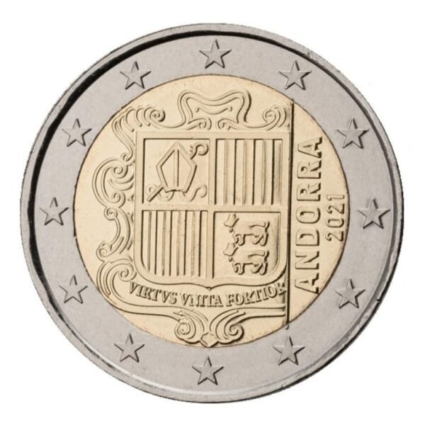 Andora 2021 2 euro nacionalinė moneta Andora 2021 2 euro nacionalinė moneta