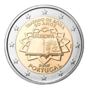 Portugalija 2007 2 euro proginė moneta kortelėje - Romos taikos sutartis*ToR (BU)