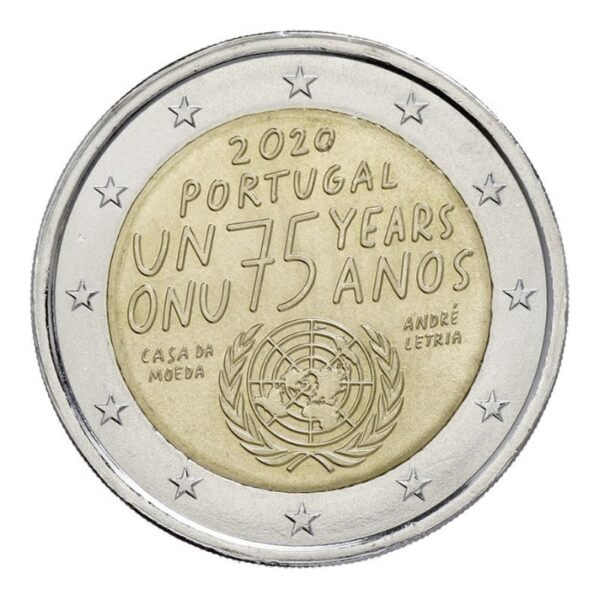 Portugalija 2020 2 euro proginė moneta - Jungtinių Tautų Chartijos 75-metis Portugalija 2020 2 euro proginė moneta - Jungtinių Tautų Chartijos 75-metis