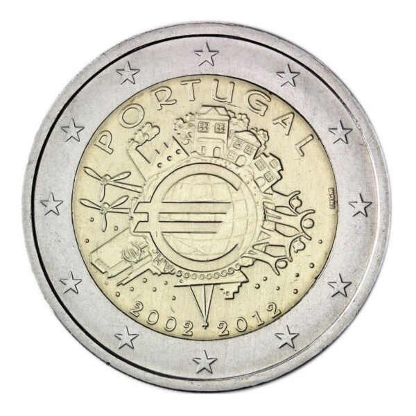 Portugalija 2012 2 euro proginė moneta - 10 metų eurui (TYE) Portugalija 2012 2 euro proginė moneta - 10 metų eurui (TYE)