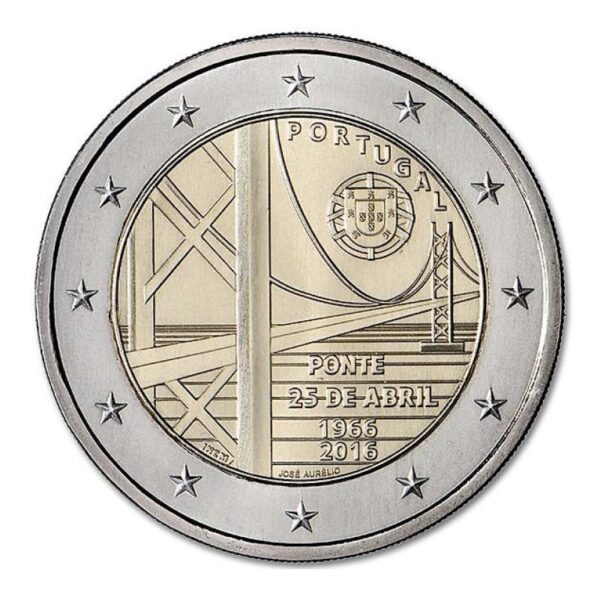 Portugalija 2016 2 euro proginė moneta - Tilto per Tejo upę atidarymo 50-metis