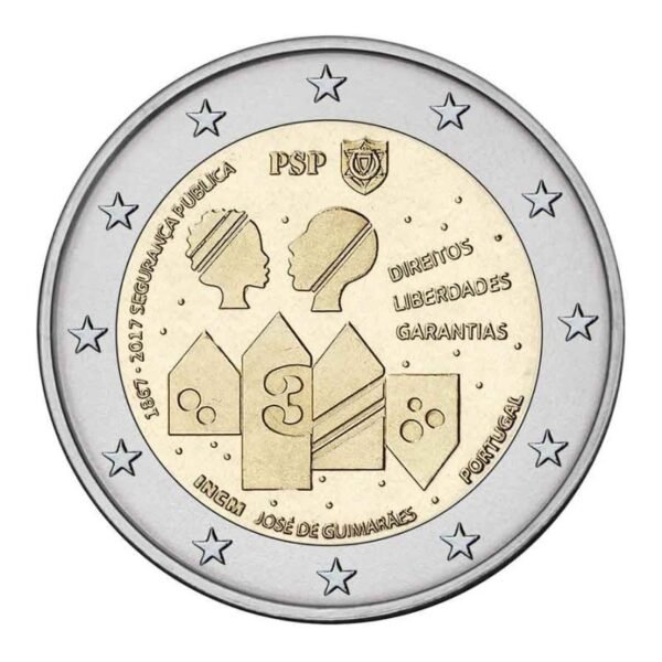 Portugalija 2017 2 euro proginė moneta - Viešojo saugumo pajėgų 150-metis Portugalija 2017 2 euro proginė moneta - Viešojo saugumo pajėgų 150-metis