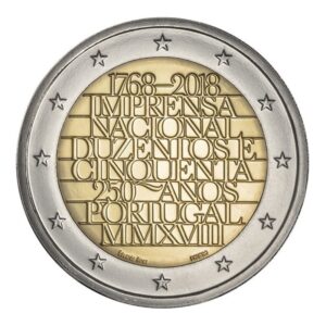 Portugalija 2018 2 euro proginė moneta - Valstybinės spaustuvės 250-metis