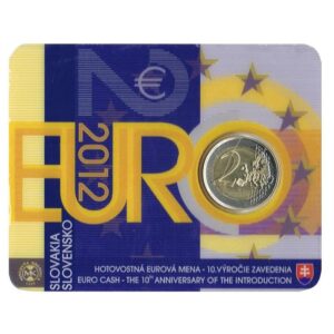 Slovakija 2012 2 euro proginė moneta kortelėje - 10 metų eurui-TYE (BU)
