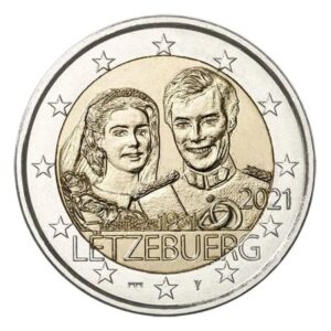 Liuksemburgas 2021 2 euro proginė moneta kortelėje - Didžiojo kunigaikščio Henri vestuvių 40-metis (BU)