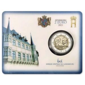 Liuksemburgas 2021 2 euro proginė moneta kortelėje - Didžiojo kunigaikščio Jeano gimimo 100-metis (BU)