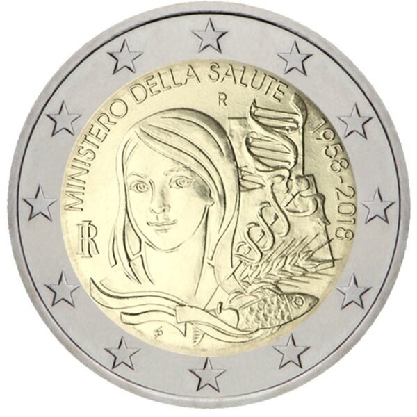 Italija 2018 2 euro proginė moneta - Sveikatos apsaugos ministerijos 60-metis