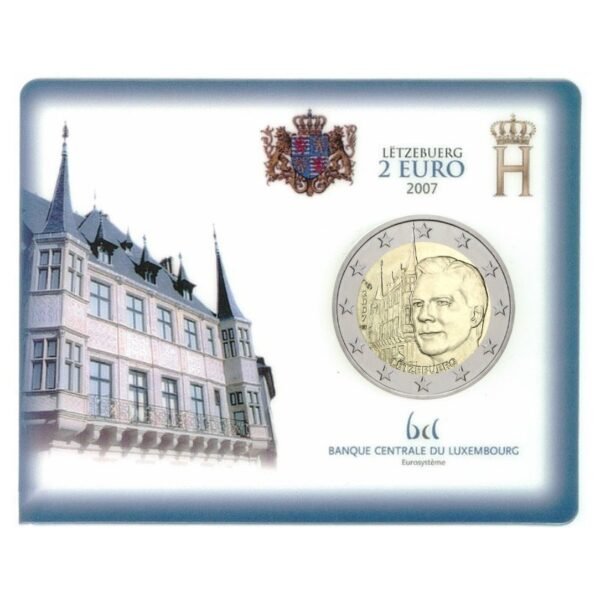 Liuksemburgas 2007 2 euro proginė moneta kortelėje - Didžiojo kunigaikščio rūmai (BU)