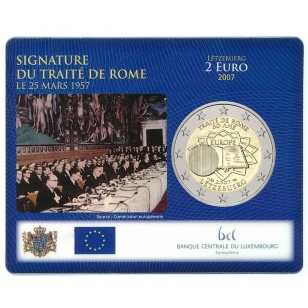 Liuksemburgas 2007 2 euro proginė moneta kortelėje - Romos taikos sutartis (BU)