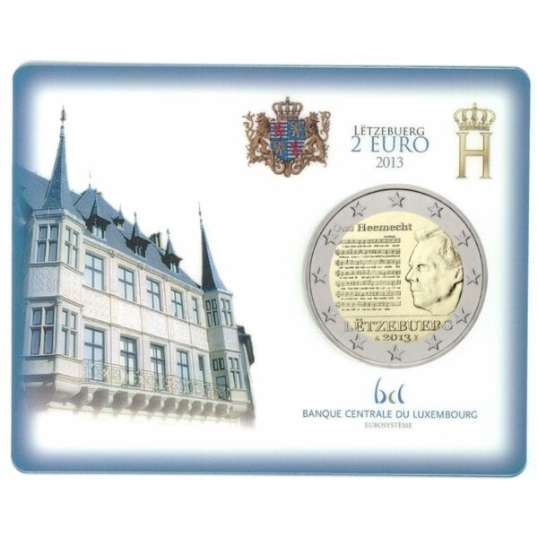 Liuksemburgas 2013 2 euro proginė moneta - Didžiosios kunigaikštystės himnas (BU)