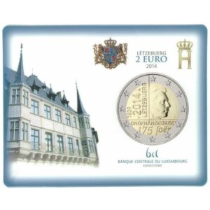 Liuksemburgas 2014 2 euro proginė moneta kortelėje - Didžiosios kunigaikštystės nepriklausomybės 175-metis (BU)