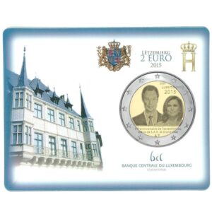 Liuksemburgas 2015 2 euro proginė moneta kortelėje - Didžiojo kunigaikščio Henri įžengimas į sostą (holograma) (BU)