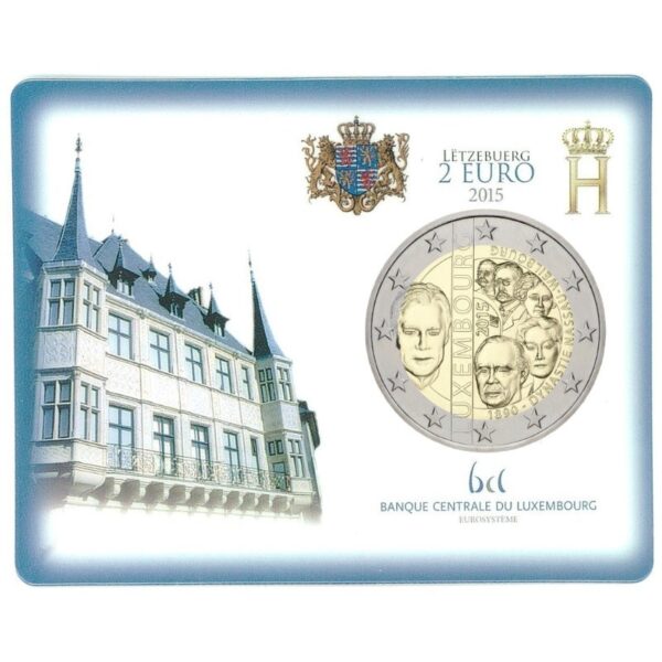 Liuksemburgas 2015 2 euro proginė moneta kortelėje - Nassau Weilbourg dinastijos metinių 125-metis (BU)