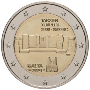 Malta 2021 2 euro proginė moneta kortelėje - Tarxien šventyklos (BU)