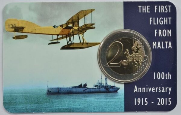 Malta 2015 2 euro proginė moneta kortelėje - Pirmasis skrydis iš Maltos (BU) Malta 2015 2 euro proginė moneta kortelėje - Pirmasis skrydis iš Maltos (BU)