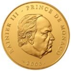 Monakas 2003 100 euro kolekcinė auksinė moneta dėžutėje - Rainier III (PROOF)