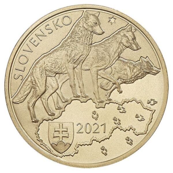 Slovakija 2021 5 eurų moneta - Vilkas Slovakija 2021 5 eurų moneta - Vilkas