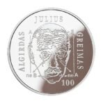 Lietuva 2017 20 eurų sidabrinė moneta Algirdas Julius Greimas reversas