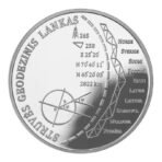 Lietuva 2015 20 eurų sidabrinė moneta Struvės geodezinis lankas reversas