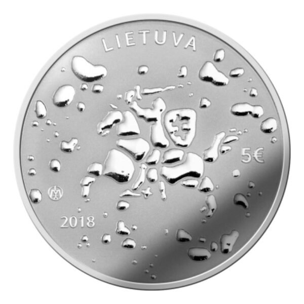 Lietuva 2018 5 eurų sidabrinė moneta Joninės (Rasos šventė) aversas Lietuva 2018 5 eurų sidabrinė moneta Joninės (Rasos šventė) aversas