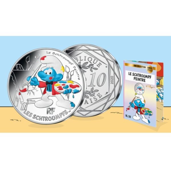 Prancūzija 2020 10 euro sidabrinė spalvota moneta - Smurfas tapytojas (BU) Prancūzija 2020 10 euro sidabrinė spalvota moneta - Smurfas tapytojas (BU)