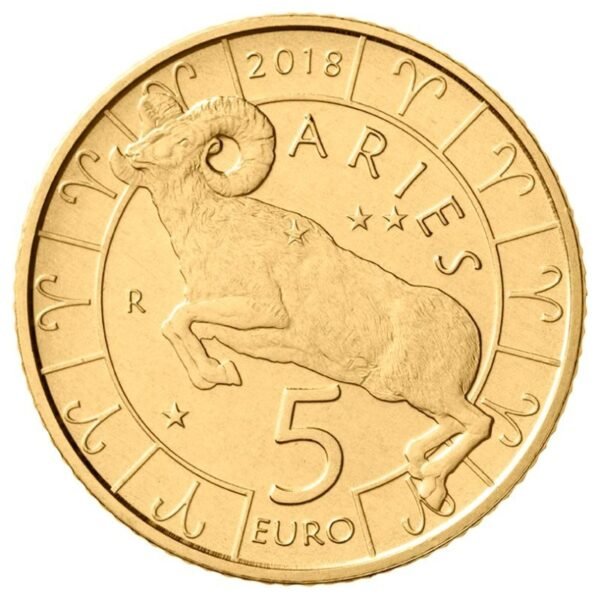 San Marinas 2018 5 eurų moneta - Avinas aversas San Marinas 2018 5 eurų moneta - Avinas aversas