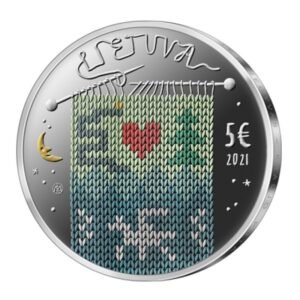 Lietuva 2021 5 euro sidabrinė spalvota moneta dėžutėje - Eglė-žalčių karalienė (PROOF)