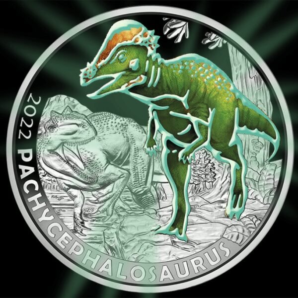 Austrija 2022 3 eurų kolekcinė moneta švytinti tamsoje - Pachycephalosaurus Austrija 2022 3 eurų kolekcinė moneta švytinti tamsoje - Pachycephalosaurus