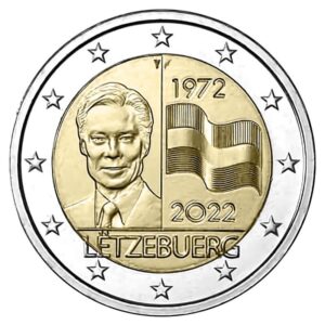 Liuksemburgas 2022 2 eurų proginė moneta - Liuksemburgo vėliava