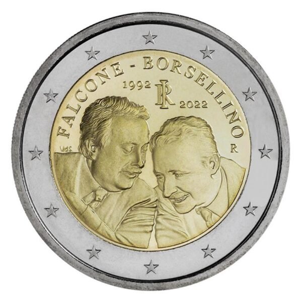 Italija 2022 2 euro proginė moneta - Giovanni Falcone and Paolo Borsellino (BU) Italija 2022 2 euro proginė moneta - Giovanni Falcone and Paolo Borsellino (BU)