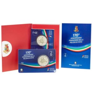 Italija 2022 2 euro proginė moneta kortelėje - Policija (BU)