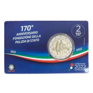 Italija 2022 2 euro proginė moneta kortelėje - Policija (BU)