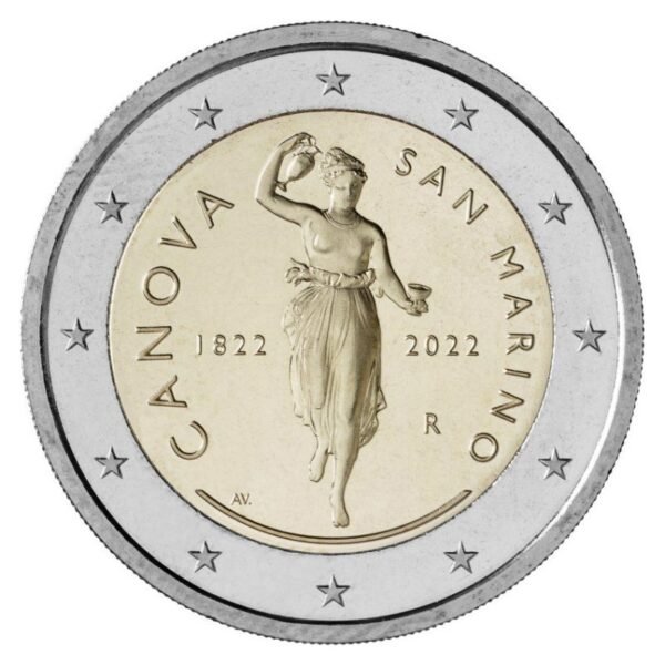 San Marinas 2022 2 eurų moneta - Antonio Canova San Marinas 2022 2 eurų moneta - Antonio Canova