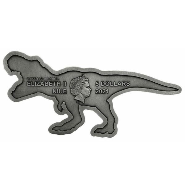 Niujė 2021 5 dolerių sidabrinė moneta - T-Rex Niujė 2021 5 dolerių sidabrinė moneta - T-Rex
