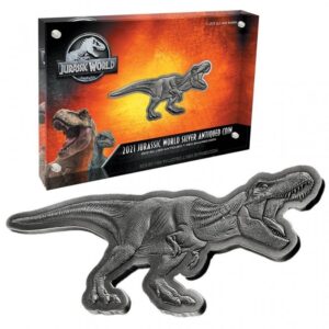 Niujė 2021 5 dolerių sidabrinė moneta - T-Rex bankinėje pakuotėje