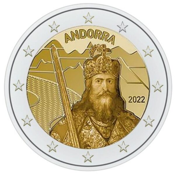 Andora 2022 2 euro proginė moneta kortelėje - Karolis Didysis (BU)