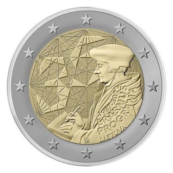 Lietuva 2022 2 euro proginė moneta - Erasmus programa