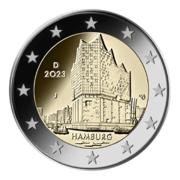 Vokietija 2023 2 euro proginė moneta - Hamburgas*Elbės filharmonija Vokietija 2023 2 euro proginė moneta - Hamburgas*Elbės filharmonija