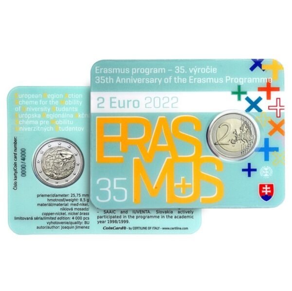 Slovakija 2022 2 euro proginė moneta kortelėje - Erasmus programa (BU) Slovakija 2022 2 euro proginė moneta kortelėje - Erasmus programa (BU)