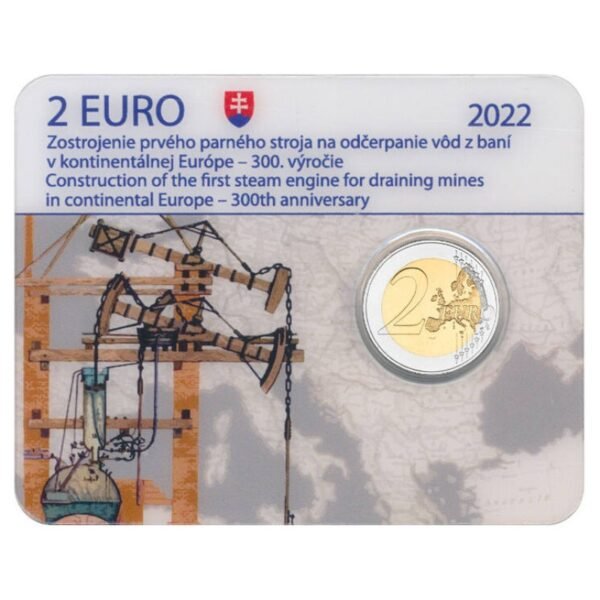 Slovakija 2022 2 euro proginė moneta kortelėje - Pirmasis atmosferinis garo variklis Europoje (BU) Slovakija 2022 2 euro proginė moneta kortelėje - Pirmasis atmosferinis garo variklis Europoje (BU)