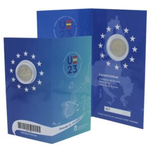 Ispanija 2023 2 euro proginė moneta lankstinuke - Pirmininkavimas ES (PROOF)