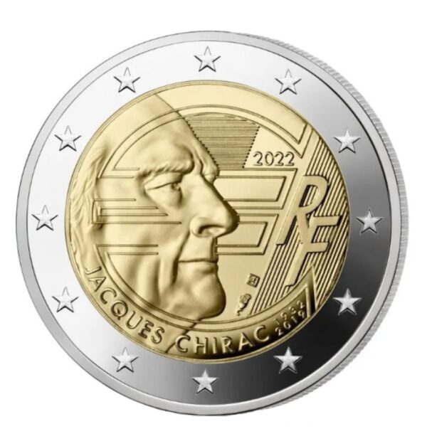 Prancūzija 2022 2 euro proginė moneta dėžutėje - Jacques Chirac (PROOF)