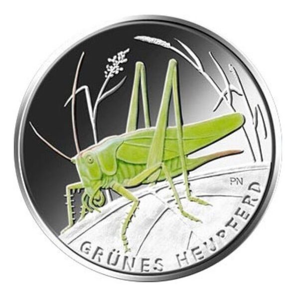 Vokietija 2024 5 euro spalvota kolekcinė moneta - Žaliasis žiogas (BU)