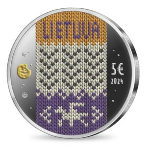 Lietuva 2024 5 euro sidabrinė spalvota moneta dėžutėje - Dvylika brolių, juodvarniais lakstančių (PROOF)