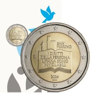 San Marinas 2024 2 euro proginė moneta kortelėje - Piliečių teisių deklaracija (BU)
